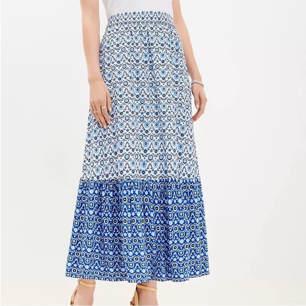 Loft floral tiered skirt
